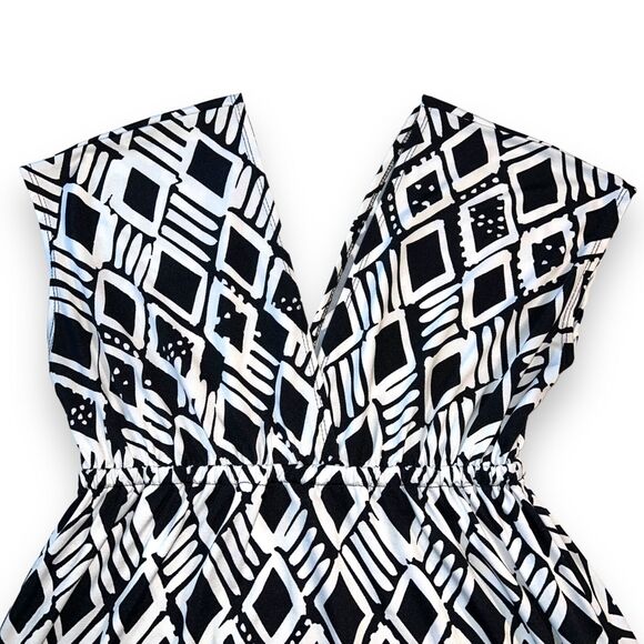 J Valdi Womens Swimwear Swimsuit Coverup Empire Waist Geo Print Pullover Large - Picture 2 of 7